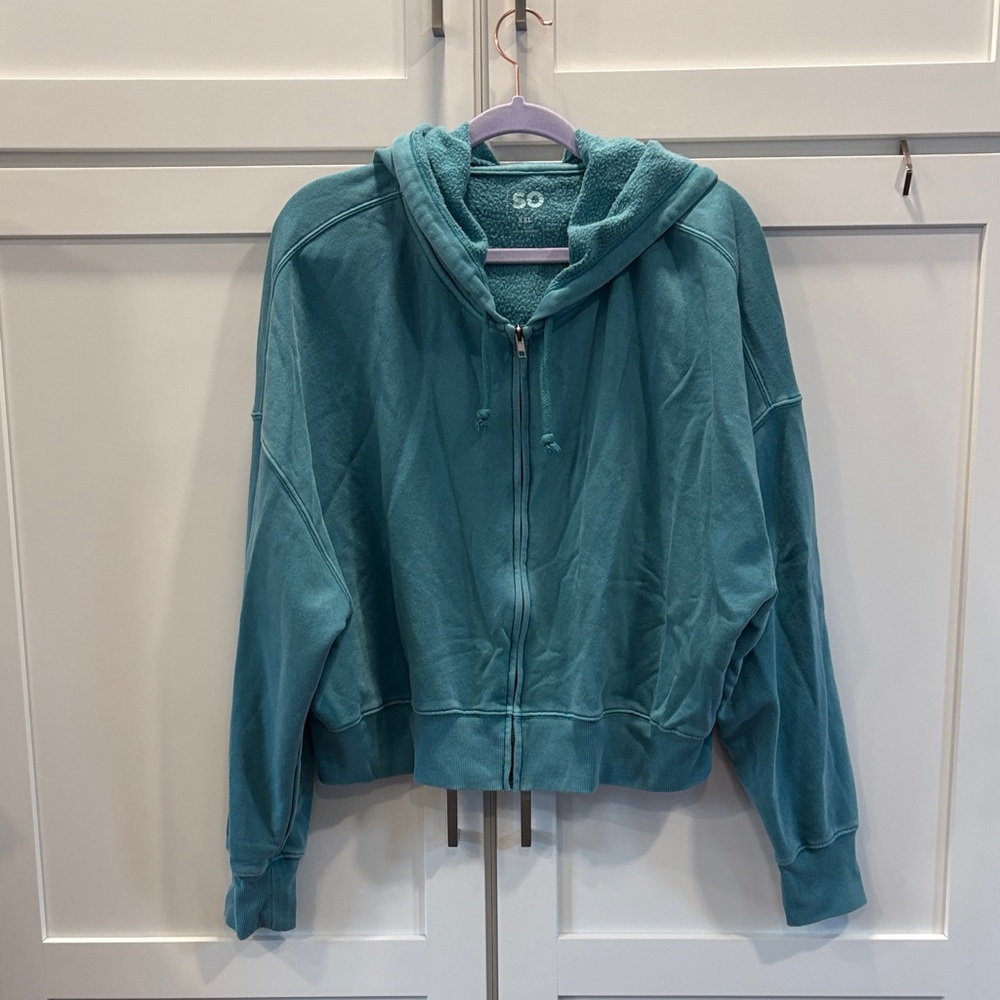 SO Women's Teal Cropped Hooded Jacket